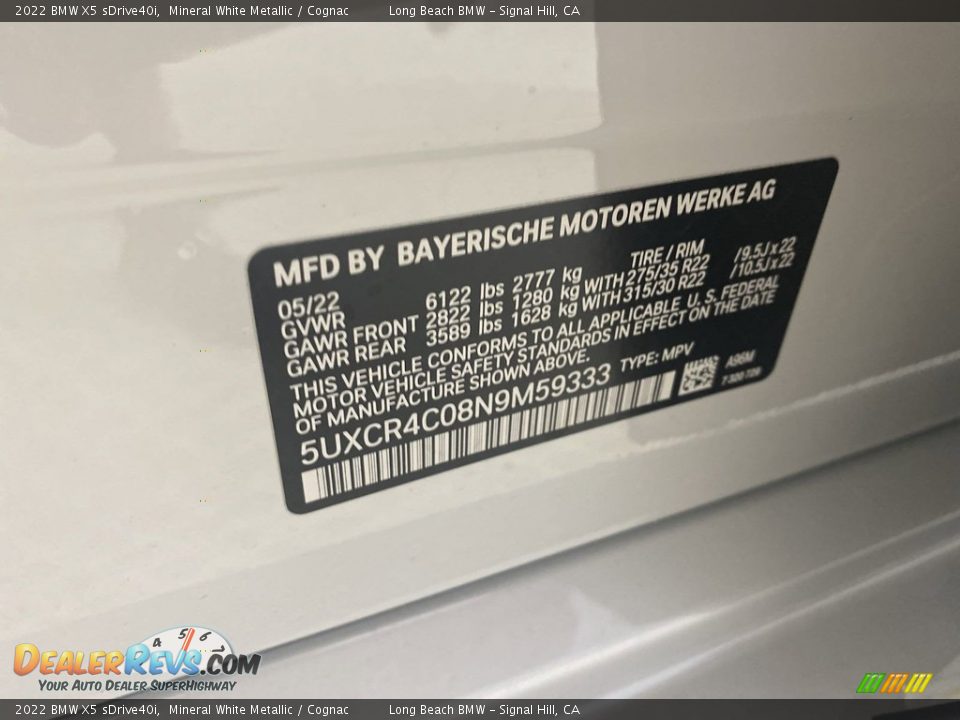 2022 BMW X5 sDrive40i Mineral White Metallic / Cognac Photo #26