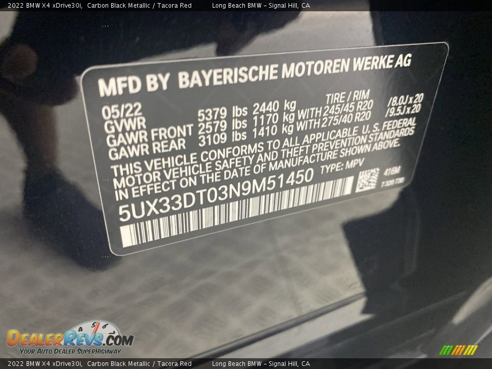 2022 BMW X4 xDrive30i Carbon Black Metallic / Tacora Red Photo #26