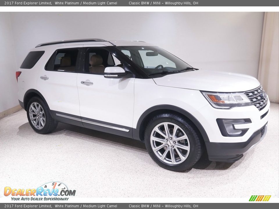 2017 Ford Explorer Limited White Platinum / Medium Light Camel Photo #1