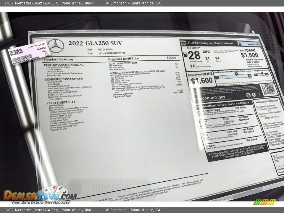 2022 Mercedes-Benz GLA 250 Polar White / Black Photo #13