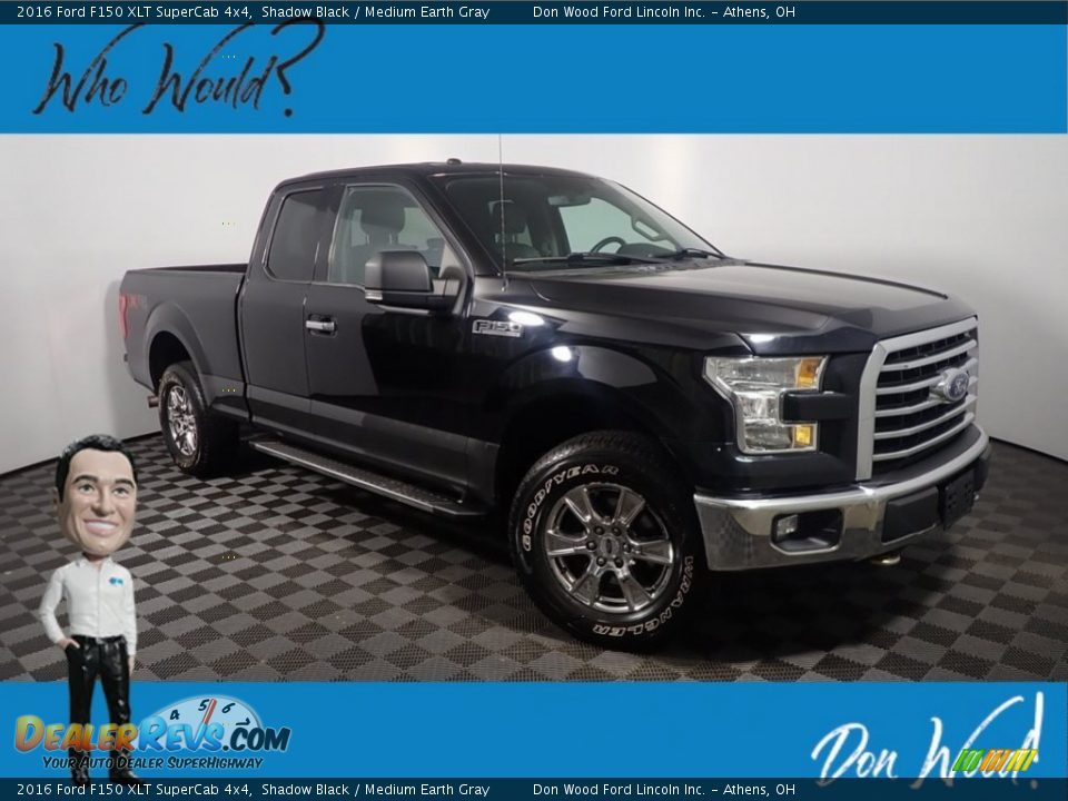2016 Ford F150 XLT SuperCab 4x4 Shadow Black / Medium Earth Gray Photo #1