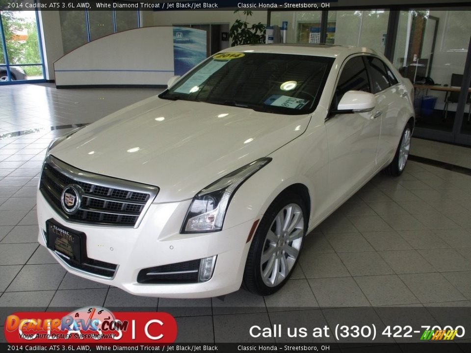 2014 Cadillac ATS 3.6L AWD White Diamond Tricoat / Jet Black/Jet Black Photo #1