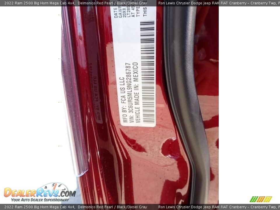 2022 Ram 2500 Big Horn Mega Cab 4x4 Delmonico Red Pearl / Black/Diesel Gray Photo #20
