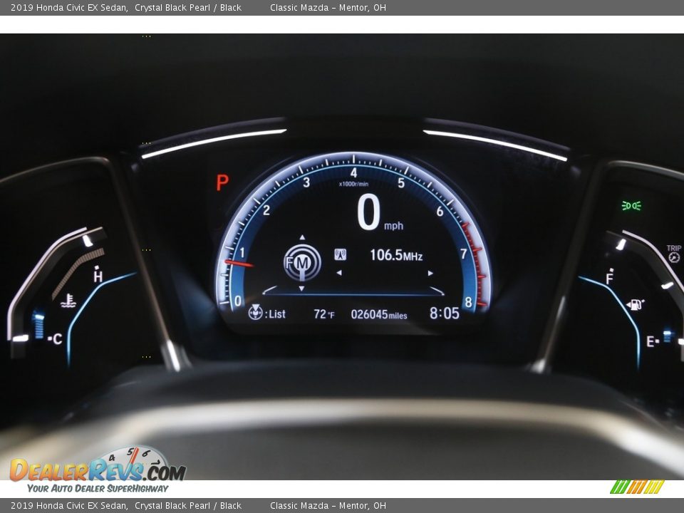2019 Honda Civic EX Sedan Crystal Black Pearl / Black Photo #8
