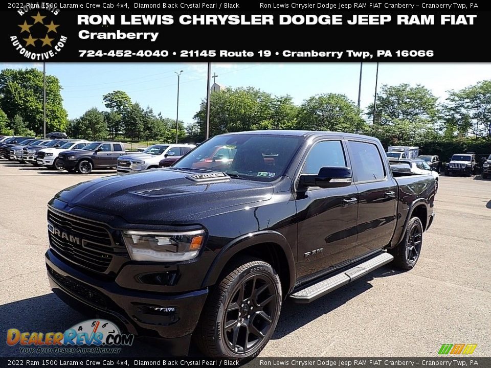 2022 Ram 1500 Laramie Crew Cab 4x4 Diamond Black Crystal Pearl / Black Photo #1