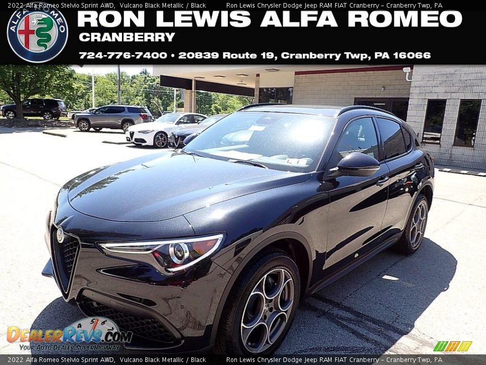 2022 Alfa Romeo Stelvio Sprint AWD Vulcano Black Metallic / Black Photo #1