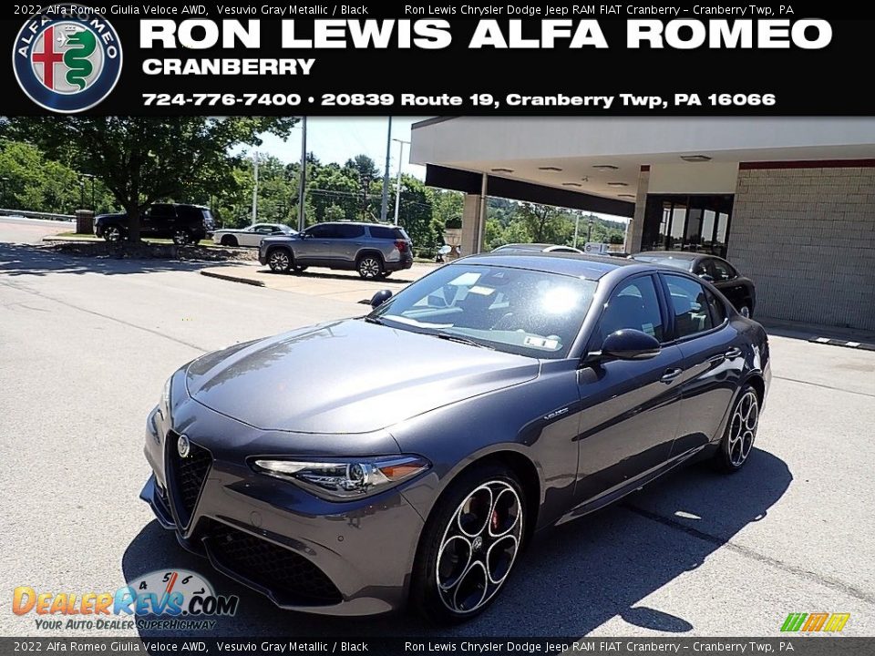 2022 Alfa Romeo Giulia Veloce AWD Vesuvio Gray Metallic / Black Photo #1