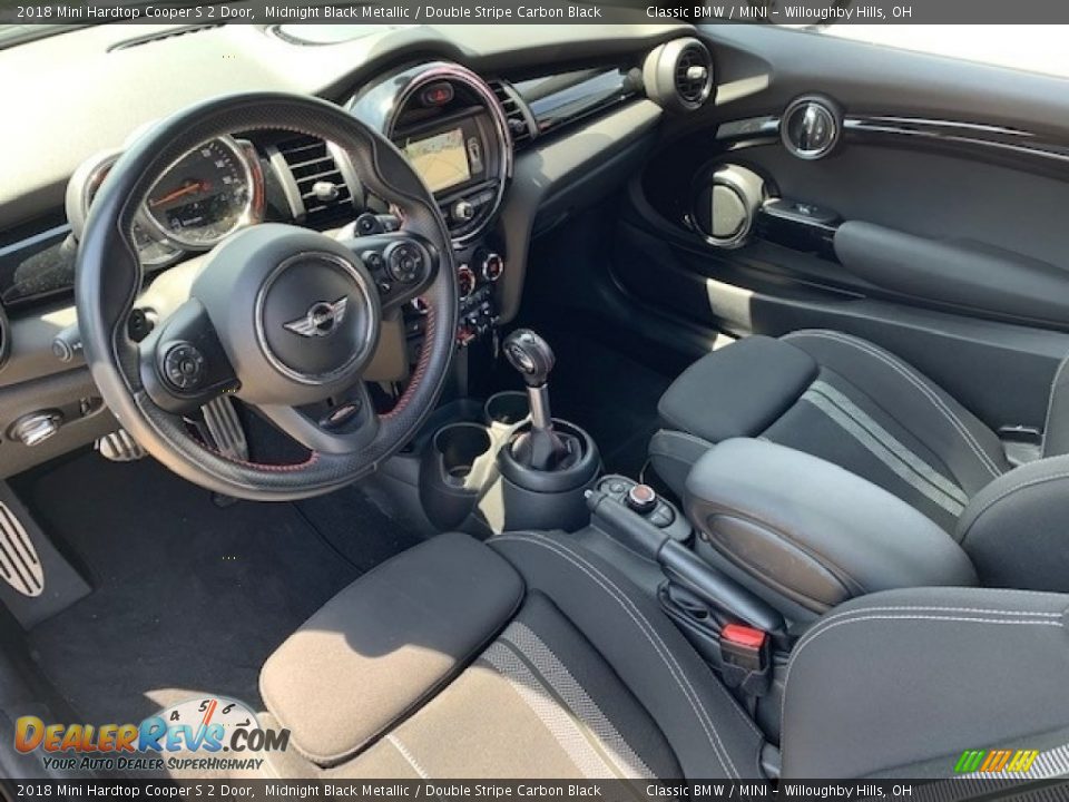 2018 Mini Hardtop Cooper S 2 Door Midnight Black Metallic / Double Stripe Carbon Black Photo #3