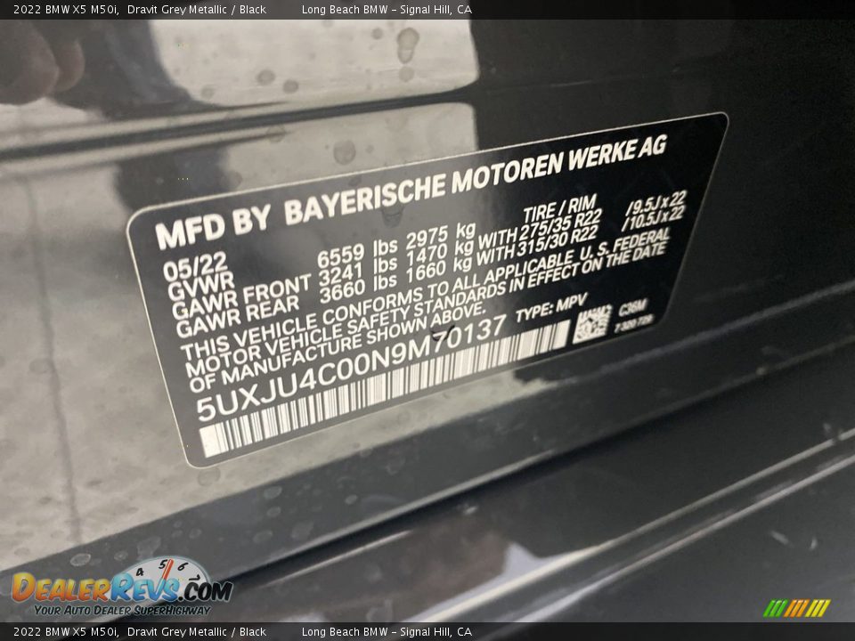 2022 BMW X5 M50i Dravit Grey Metallic / Black Photo #26