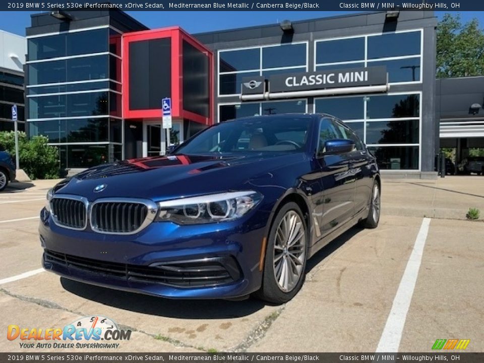 2019 BMW 5 Series 530e iPerformance xDrive Sedan Mediterranean Blue Metallic / Canberra Beige/Black Photo #1