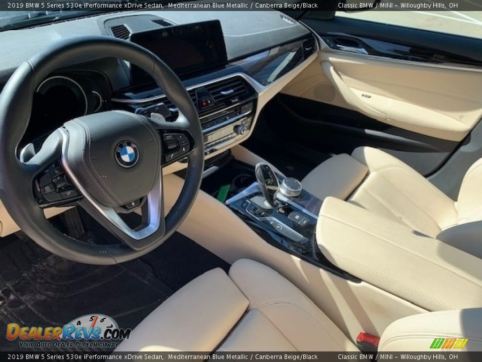 2019 BMW 5 Series 530e iPerformance xDrive Sedan Mediterranean Blue Metallic / Canberra Beige/Black Photo #3