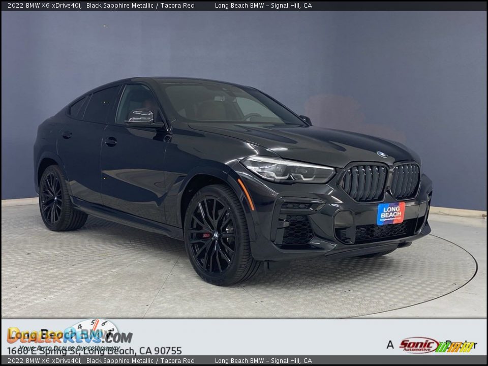 2022 BMW X6 xDrive40i Black Sapphire Metallic / Tacora Red Photo #1