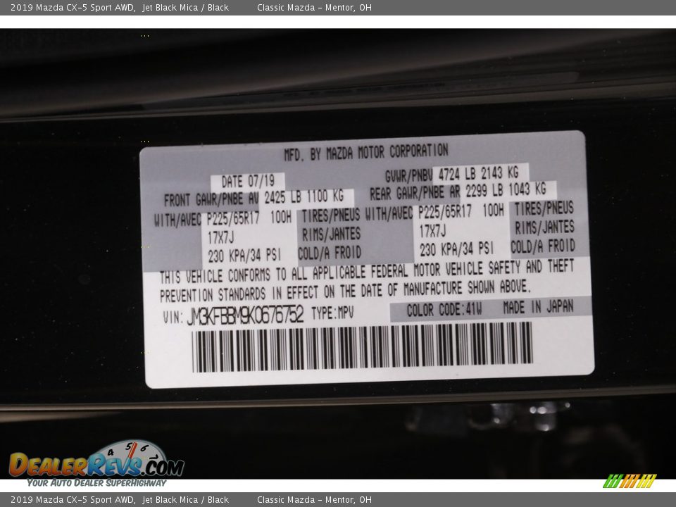 2019 Mazda CX-5 Sport AWD Jet Black Mica / Black Photo #20