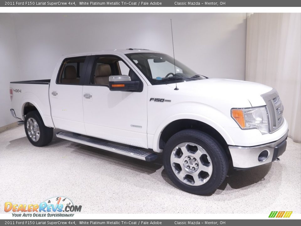 2011 Ford F150 Lariat SuperCrew 4x4 White Platinum Metallic Tri-Coat / Pale Adobe Photo #1