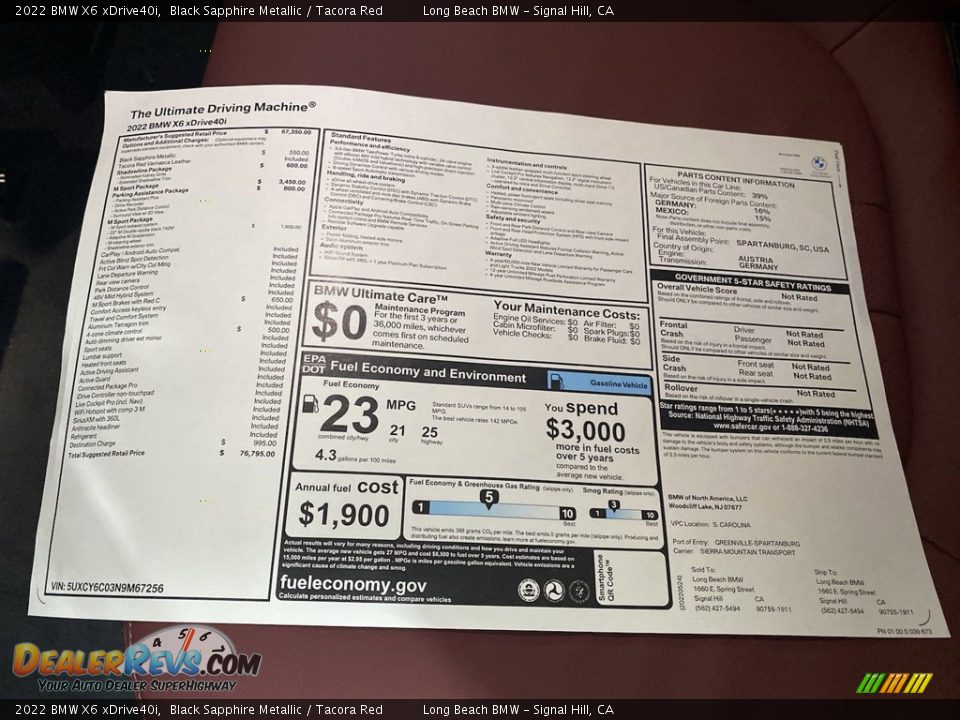 2022 BMW X6 xDrive40i Window Sticker Photo #25