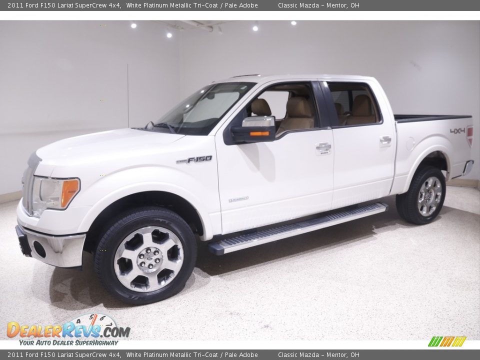 2011 Ford F150 Lariat SuperCrew 4x4 White Platinum Metallic Tri-Coat / Pale Adobe Photo #3