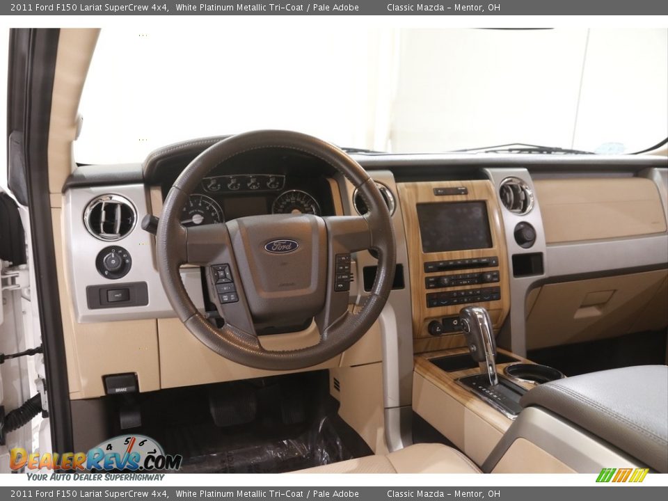 2011 Ford F150 Lariat SuperCrew 4x4 White Platinum Metallic Tri-Coat / Pale Adobe Photo #7