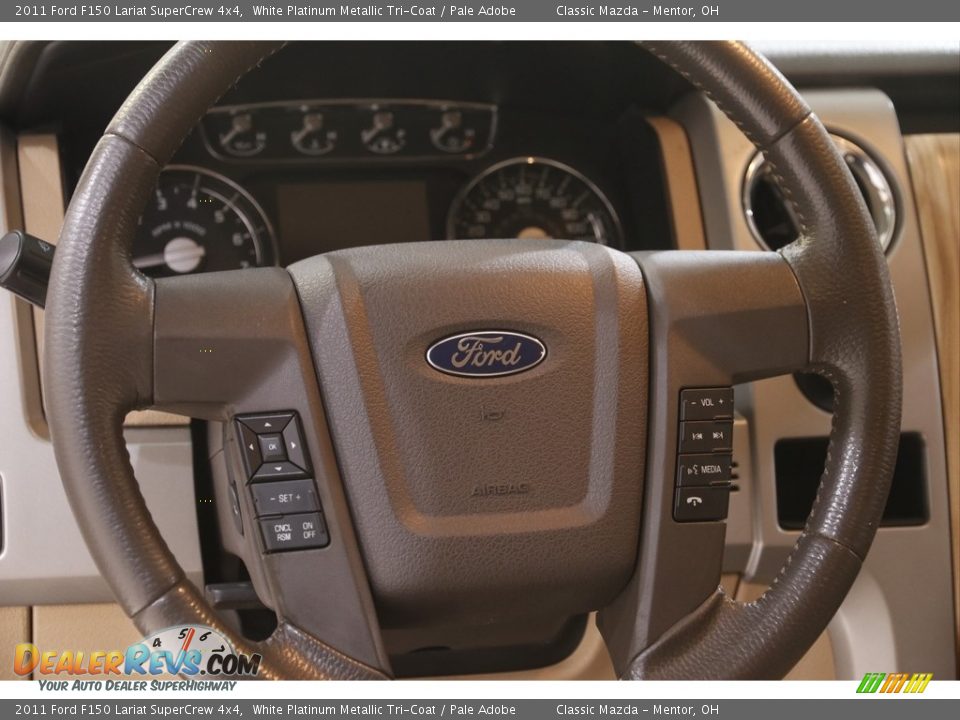 2011 Ford F150 Lariat SuperCrew 4x4 White Platinum Metallic Tri-Coat / Pale Adobe Photo #8
