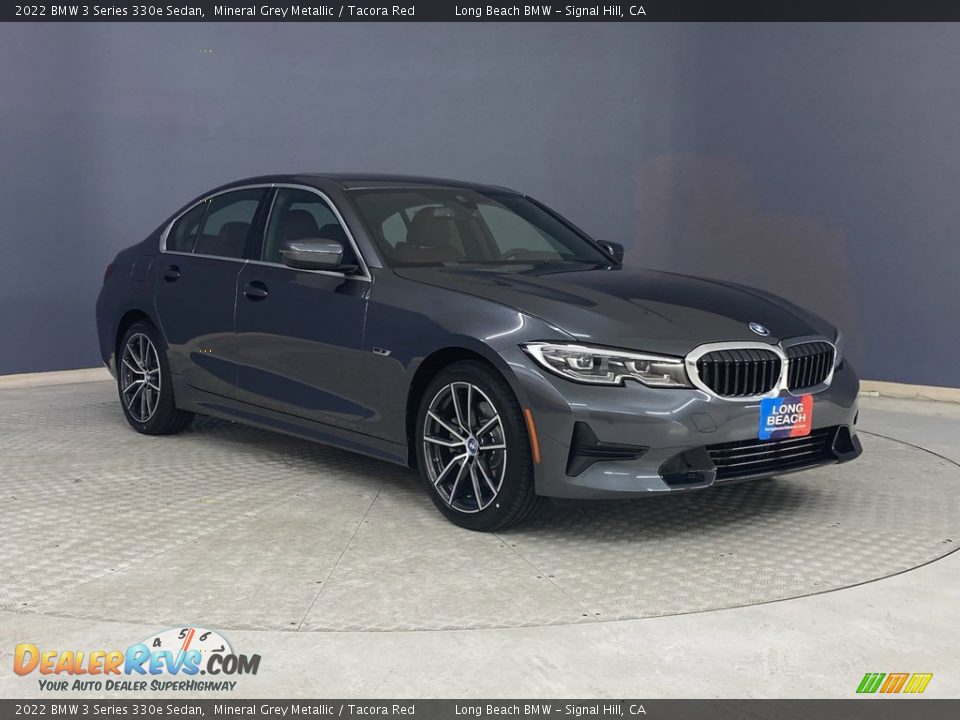 2022 BMW 3 Series 330e Sedan Mineral Grey Metallic / Tacora Red Photo #27