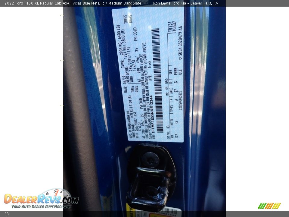 Ford Color Code B3 Atlas Blue Metallic