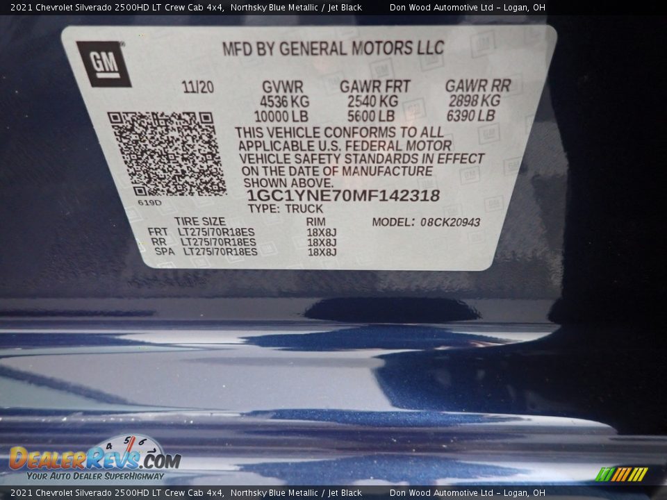 2021 Chevrolet Silverado 2500HD LT Crew Cab 4x4 Northsky Blue Metallic / Jet Black Photo #32
