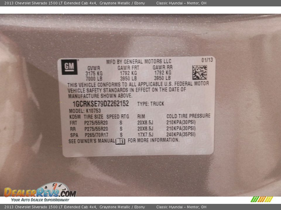 2013 Chevrolet Silverado 1500 LT Extended Cab 4x4 Graystone Metallic / Ebony Photo #18