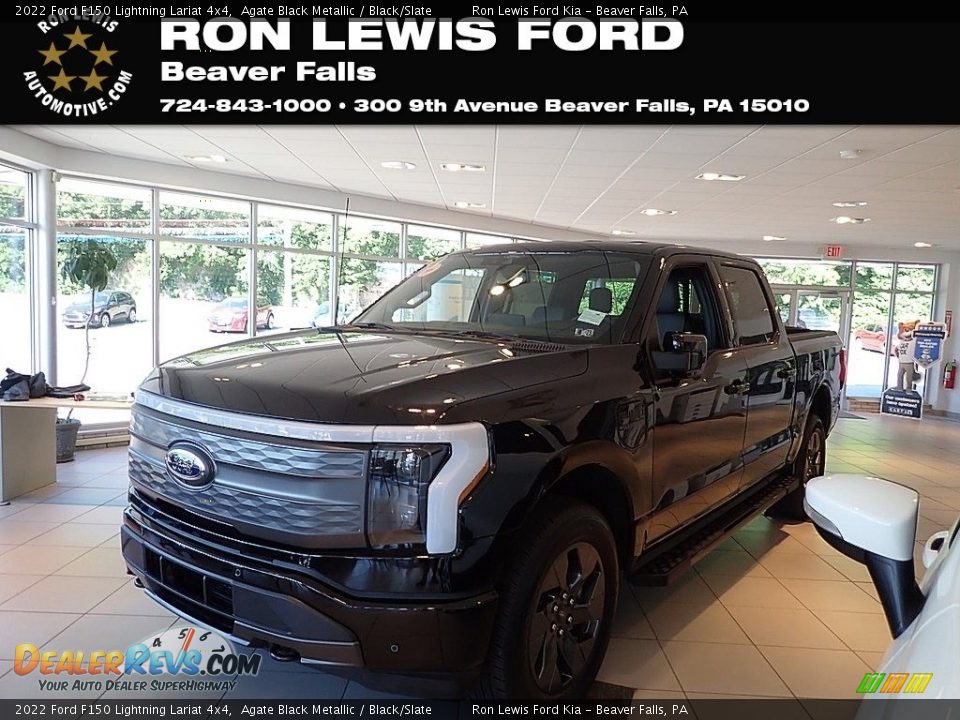 2022 Ford F150 Lightning Lariat 4x4 Agate Black Metallic / Black/Slate Photo #1