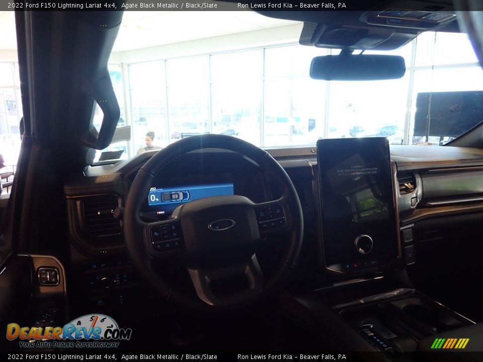 2022 Ford F150 Lightning Lariat 4x4 Agate Black Metallic / Black/Slate Photo #9