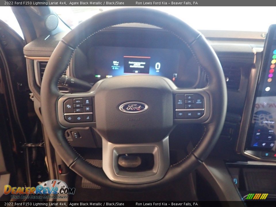 2022 Ford F150 Lightning Lariat 4x4 Agate Black Metallic / Black/Slate Photo #17