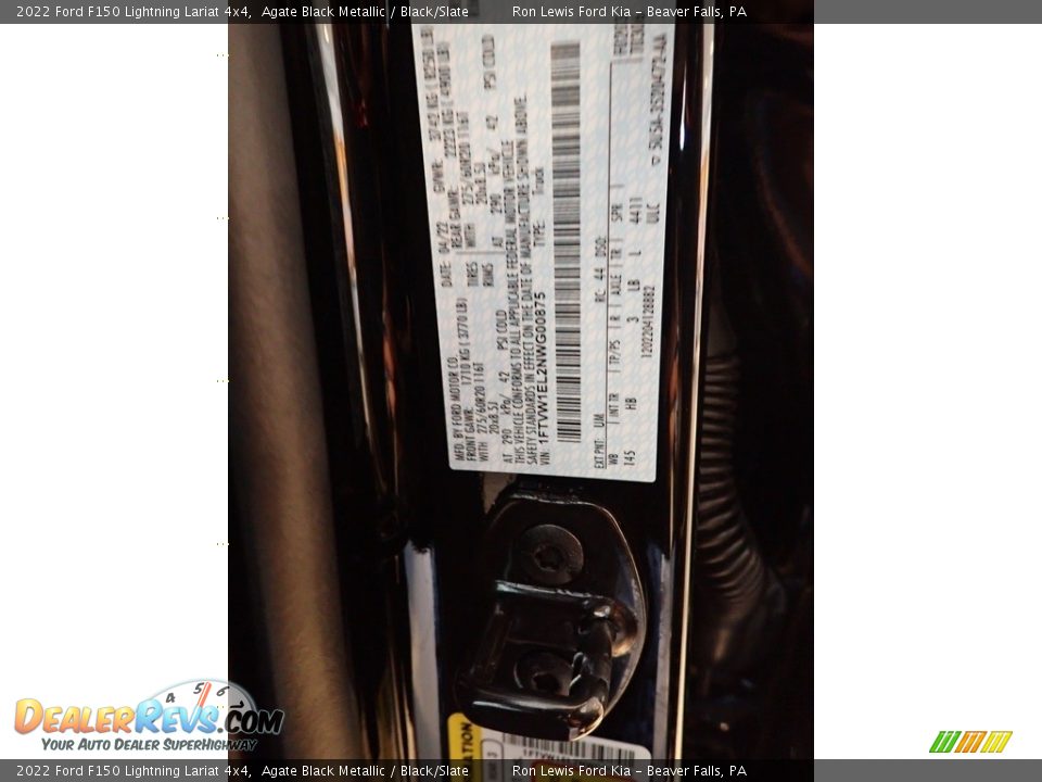 2022 Ford F150 Lightning Lariat 4x4 Agate Black Metallic / Black/Slate Photo #20