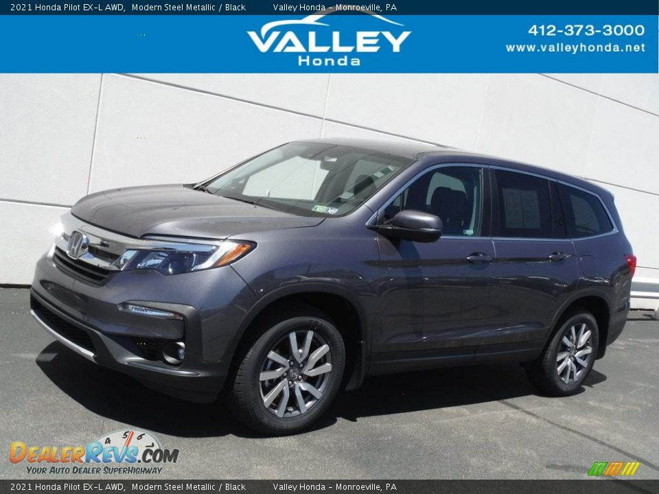 2021 Honda Pilot EX-L AWD Modern Steel Metallic / Black Photo #1
