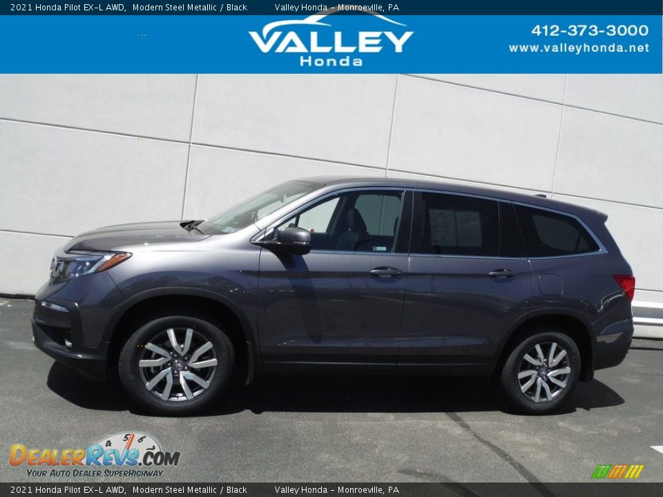 2021 Honda Pilot EX-L AWD Modern Steel Metallic / Black Photo #2