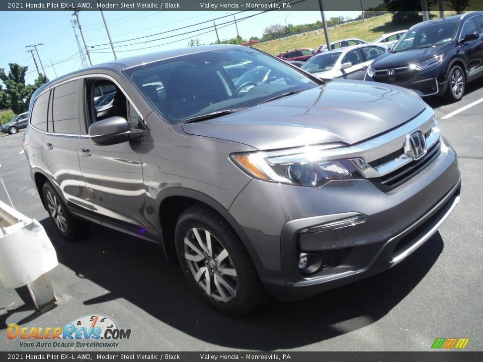 2021 Honda Pilot EX-L AWD Modern Steel Metallic / Black Photo #6