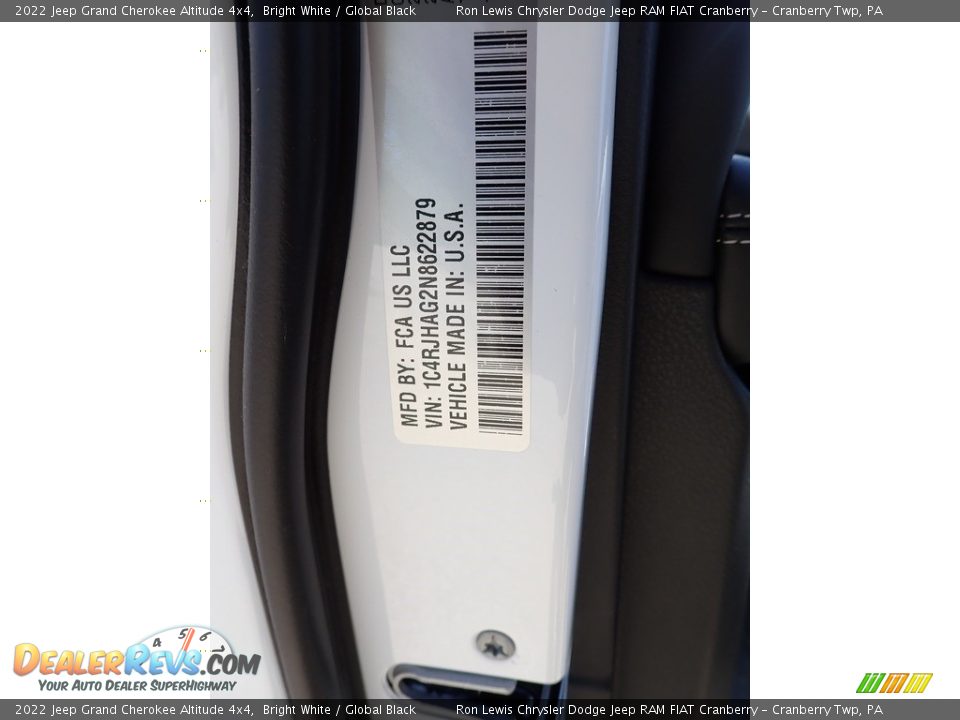 2022 Jeep Grand Cherokee Altitude 4x4 Bright White / Global Black Photo #20
