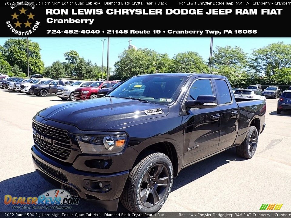 2022 Ram 1500 Big Horn Night Edition Quad Cab 4x4 Diamond Black Crystal Pearl / Black Photo #1