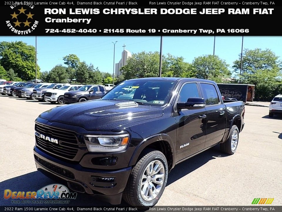 2022 Ram 1500 Laramie Crew Cab 4x4 Diamond Black Crystal Pearl / Black Photo #1