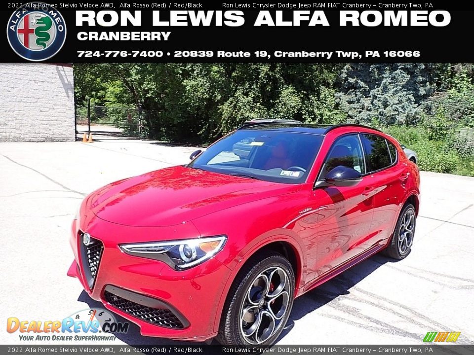 2022 Alfa Romeo Stelvio Veloce AWD Alfa Rosso (Red) / Red/Black Photo #1