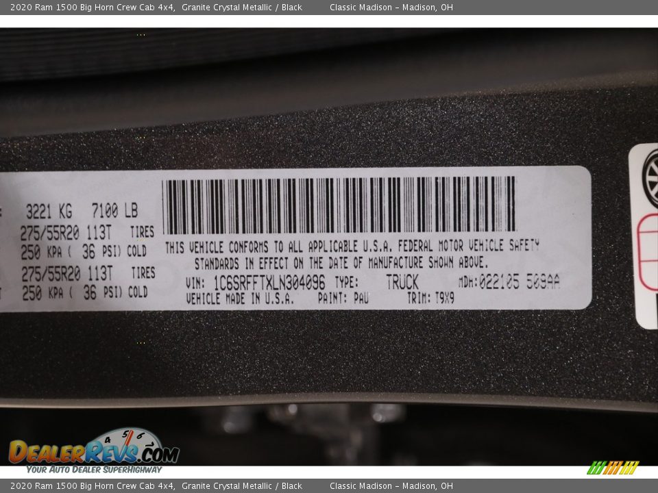 2020 Ram 1500 Big Horn Crew Cab 4x4 Granite Crystal Metallic / Black Photo #24