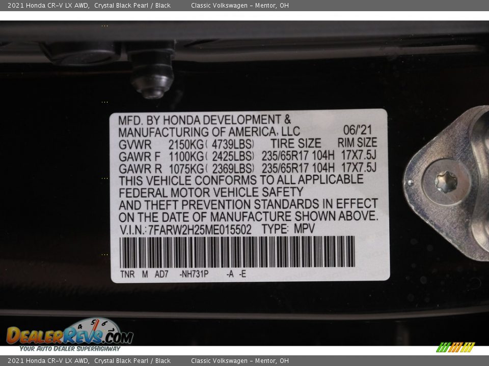 2021 Honda CR-V LX AWD Crystal Black Pearl / Black Photo #22