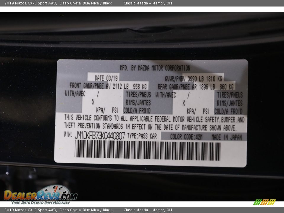 2019 Mazda CX-3 Sport AWD Deep Crystal Blue Mica / Black Photo #19