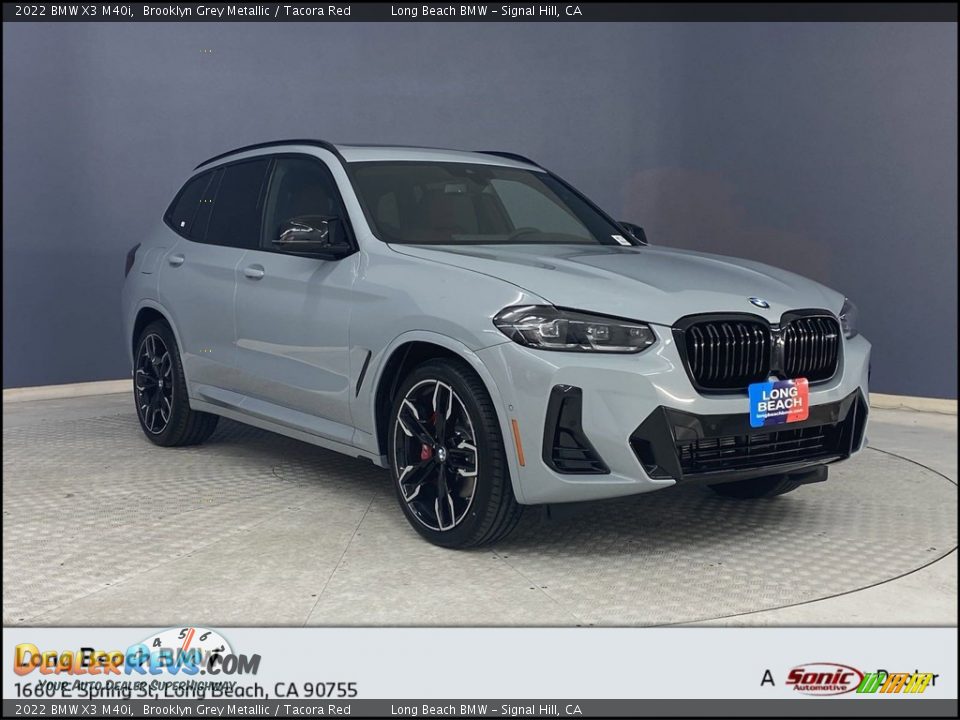 2022 BMW X3 M40i Brooklyn Grey Metallic / Tacora Red Photo #1