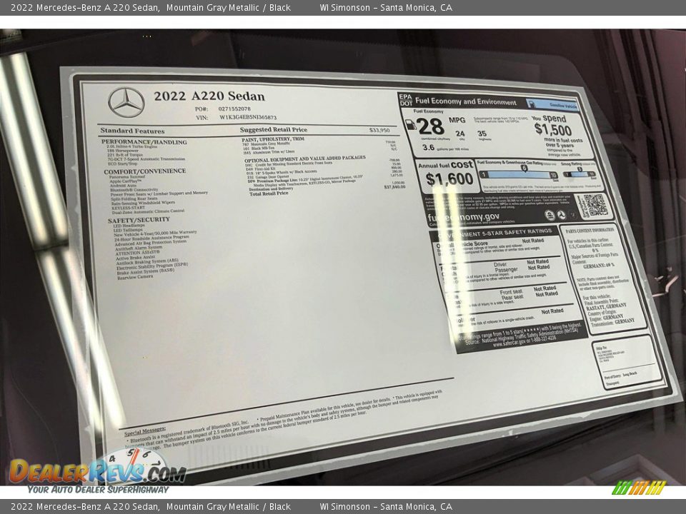 2022 Mercedes-Benz A 220 Sedan Mountain Gray Metallic / Black Photo #13