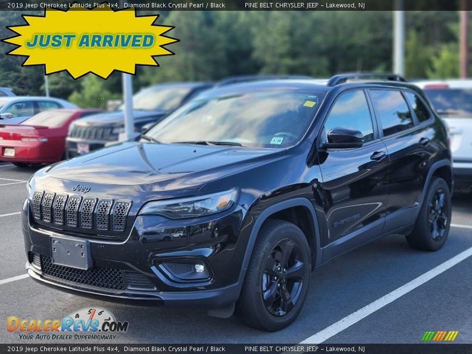 2019 Jeep Cherokee Latitude Plus 4x4 Diamond Black Crystal Pearl / Black Photo #1