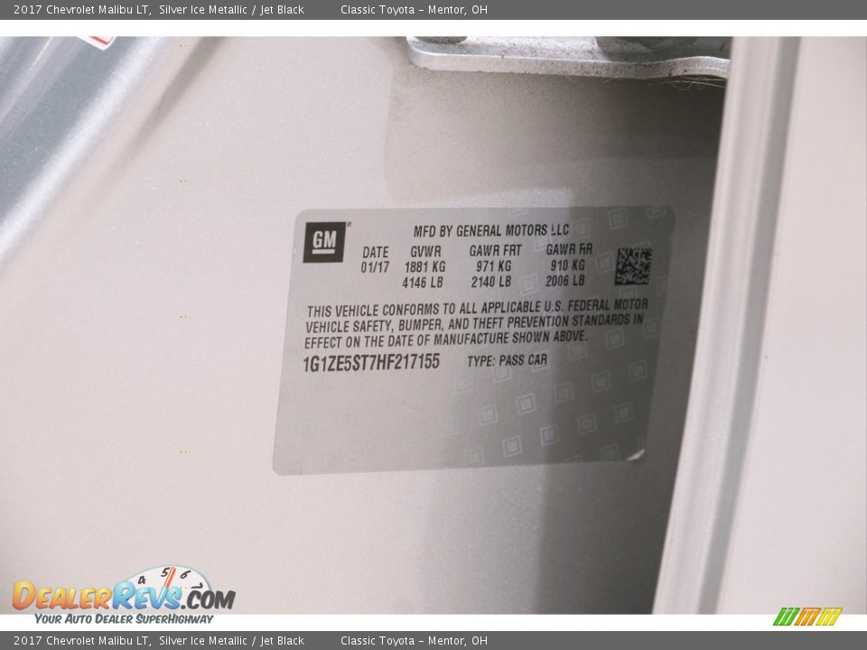 2017 Chevrolet Malibu LT Silver Ice Metallic / Jet Black Photo #20