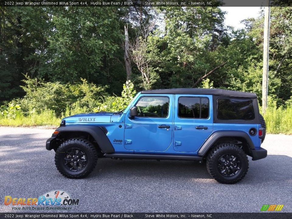 2022 Jeep Wrangler Unlimited Willys Sport 4x4 Hydro Blue Pearl / Black Photo #1