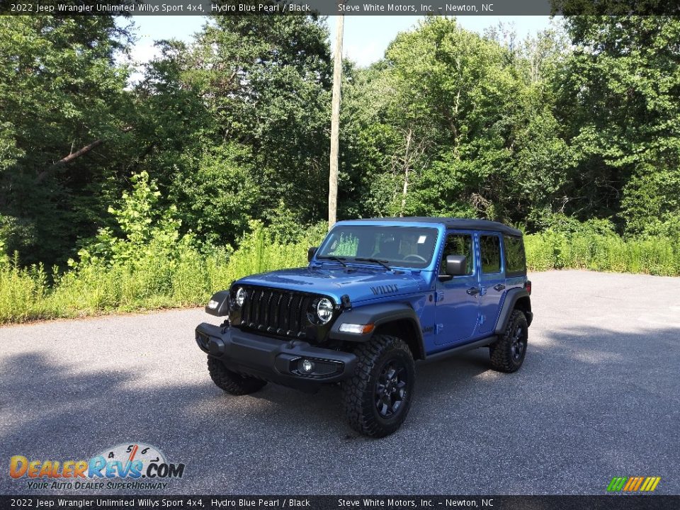 2022 Jeep Wrangler Unlimited Willys Sport 4x4 Hydro Blue Pearl / Black Photo #2