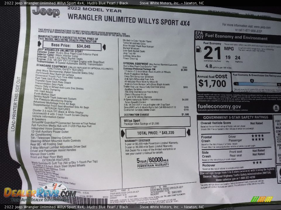 2022 Jeep Wrangler Unlimited Willys Sport 4x4 Hydro Blue Pearl / Black Photo #24