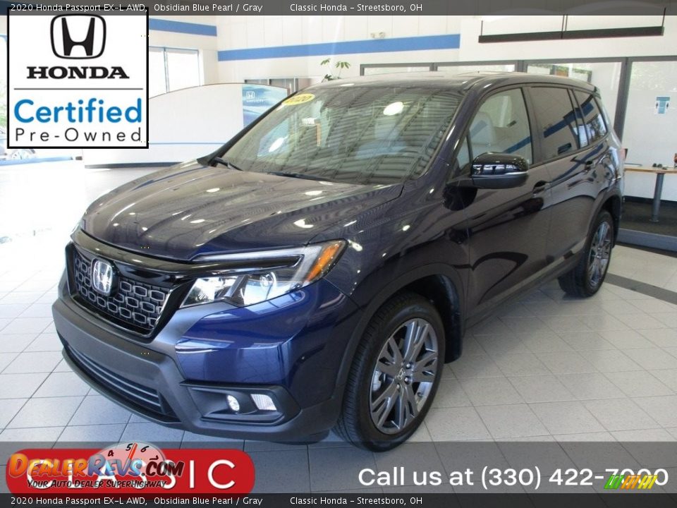 2020 Honda Passport EX-L AWD Obsidian Blue Pearl / Gray Photo #1