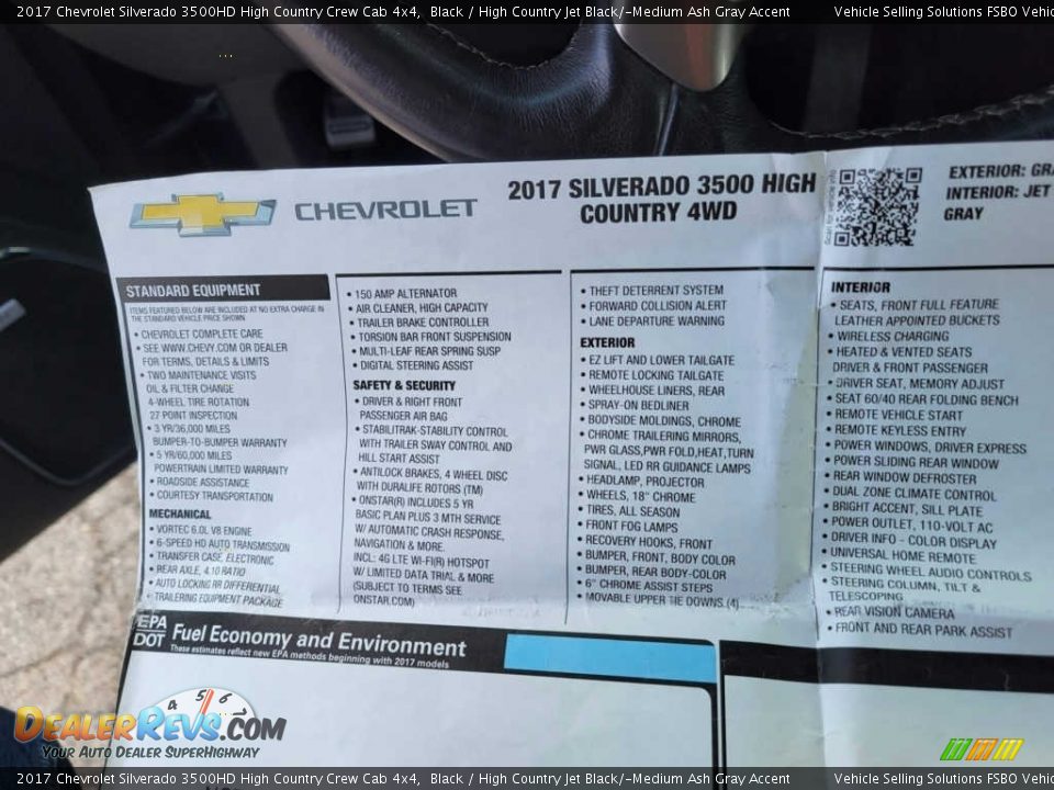 2017 Chevrolet Silverado 3500HD High Country Crew Cab 4x4 Window Sticker Photo #18