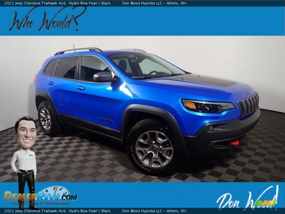 2021 Jeep Cherokee Traihawk 4x4 Hydro Blue Pearl / Black Photo #1